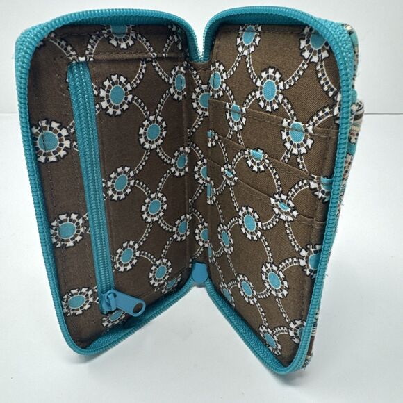 Vera Bradley Wallet Wristlet All In One Totally Turq Pattern Blue Green - Picture 5 of 5